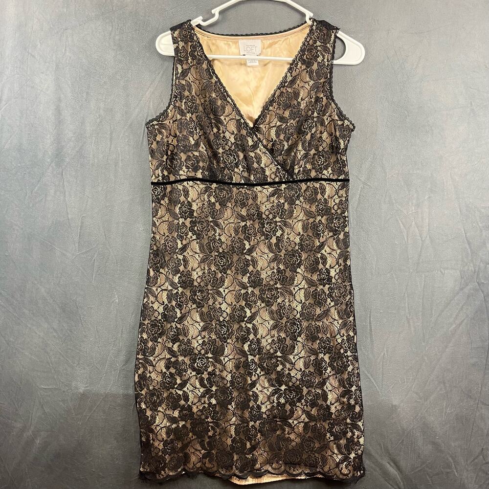 Ann Taylor Loft Petites Dress 10 P Floral Lace Layered Witchy Goth Mini